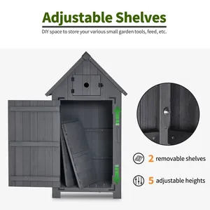 Cobertizo de <span class=keywords><strong>herramientas</strong></span> de almacenamiento vertical de <span class=keywords><strong>madera</strong></span> maciza Almacenamiento al aire libre para regaderas, mangueras, palas y macetas Almacenamiento de cobertizos de <span class=keywords><strong>madera</strong></span> al aire libre - Product Image 3