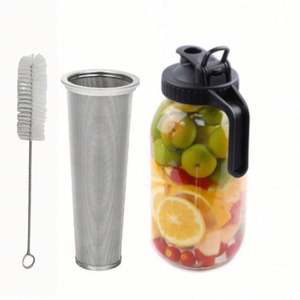 Pichet en verre Mason personnalisé avec logo imprimé en relief, 1 litre (32 oz), avec couvercle en plastique de qualité alimentaire et bec verseur - Product Image 1