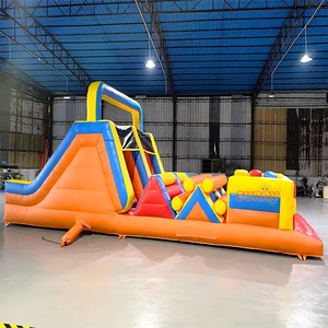 เกมงานรื่นเริงเป่าลมแบบกำหนดเอง เกมแข่งขันเป่าลมพร้อมอุปสรรค วิ่งข้ามสิ่งกีดขวางแบบสองเลน พร้อมปีนป่ายและสไลเดอร์สำหรับขาย - Product Image 5