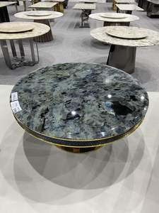 <span class=keywords><strong>Table</strong></span> à manger en pierre de luxe en marbre émeraude <span class=keywords><strong>bleu</strong></span> personnalisée de haute qualité Meubles en pierre pour la maison de l'hôtel Fabricant de meubles sur mesure - Product Image 3