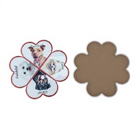 Sous-plat en céramique trèfle à quatre feuilles avec portrait de chien imprimé, dos en liège, résistant à la chaleur, personnalisable, pour décoration de table de cuisine