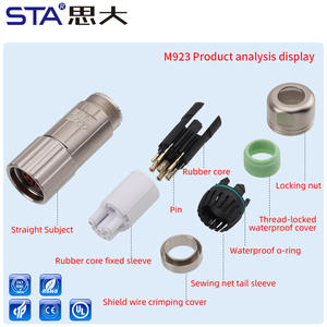 M23電源円形コネクタストレートメスプラグ6P 8P圧着端子1mm 2mm IP67定格M23エンコーダコネクタ - Product Image 4