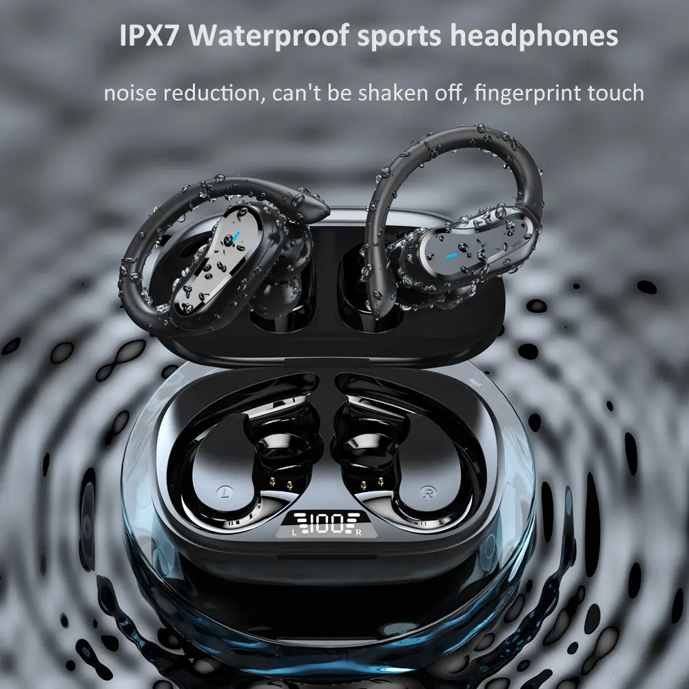 2024新しいデザイン防水IPX7TWS5.3スポーツワイヤレスイヤホンLEDディスプレイノイズキャンセリング長持ちするブルートゥースイヤホン