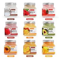 Gommage corporel naturel 9 saveurs à marque privée, exfoliant au sucre et au sel, blanchissant, hydratant, éliminateur de peaux mortes pour spa à domicile et soins de la peau
