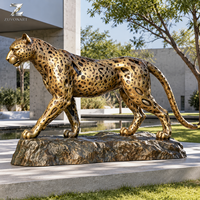 Grande sculpture en bronze Léopard, en acier au carbone, fonte, alliage d'aluminium, acier inoxydable, art animalier personnalisé pour hôtel, place publique, jardin