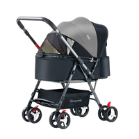 Petite poussette compacte et légère à 4 roues pliable tout temps pour animaux de compagnie pour petits chiens et chats de taille moyenne dans les aventures en plein air