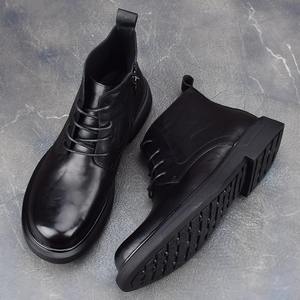Chaussures en cuir pour hommes de haute qualité avec semelles épaisses, vêtements de travail légers, style extérieur, version coréenne tendance - Product Image 3