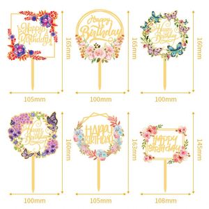 Décoration de gâteau romantique en acrylique écologique, 6 couleurs, fleurs et papillons, pour anniversaire et mariage - Product Image 6