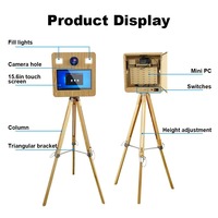 15,6 pulgadas Touchs Creen caja de madera Vintage Shell Photo Booth Machine Wedding Club Party Selfie Dslr Camera Cabina de fotos de madera