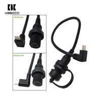Kabel USB Fleksibel 30cm Tahan Air Tipe C 3.0 Female ke Male Sudut 90 Derajat, Pemasangan Panel Rata, Pengisian Cepat