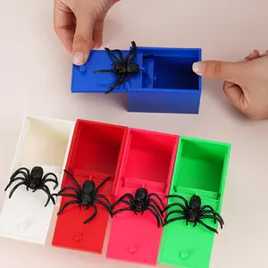 Funny plastic prank creative plastic spider scare box hidden play trick Halloween decompression scare color box