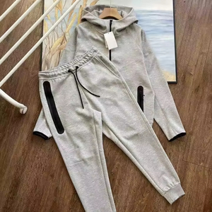 Réfléchissant Tech Fleech 2025 personnalisé nouveauté survêtement hommes survêtements Logo Tech polaire Zip plaine Jogging survêtement hommes à capuche - Product Image 5