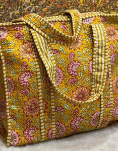 Sac fourre-tout en coton rayé à motifs floraux avec deux poignées, style bohème, fermeture éclair, pour le shopping, la plage, l'usage quotidien, toutes saisons - Product Image 3