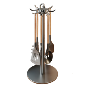 1pc <b>Kitchen</b> Rotating Spatula Rack Home Eight <b>Hooks</b> Kitchenware Holder Movable Cooking Utensils Storage Rack <b>Kitchen</b> Organizer - Product Image 1