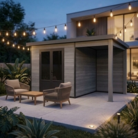 Caseta de Jardín Moderna Serie D de Fácil Instalación, Fabricada en Madera WPC y Acero, para Exteriores, con Vidrio Resistente a Impactos