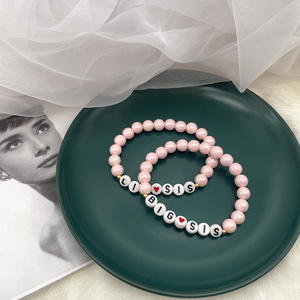 <span class=keywords><strong>Bracelet</strong></span> fait main avec perles, inscription « Big Sister », perles acryliques de couleur rose AB, <span class=keywords><strong>bracelet</strong></span> populaire européen et américain - Product Image 5