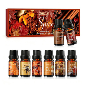 Ensemble d'huiles essentielles aux épices d'automne 8x10ML, <span class=keywords><strong>parfum</strong></span> d'automne citrouille <span class=keywords><strong>cannelle</strong></span> vanille pour bougies, savons, diffuseurs à bâtonnets, OEM, marque privée - Product Image 1