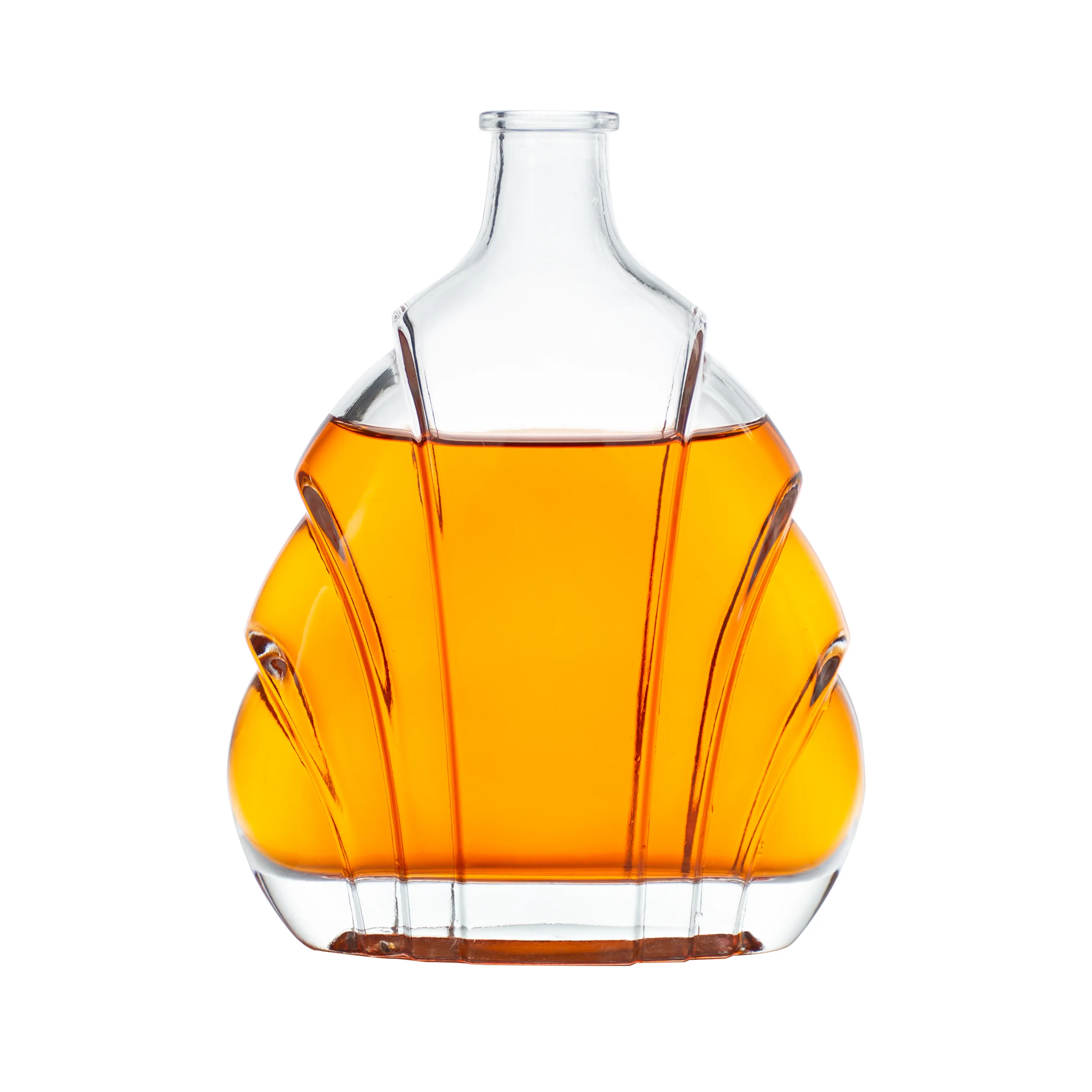 Высококачественные суперкремневые пустые прозрачные стеклянные бутылки для виски с печатью с пробкой для фирменных алкогольных напитков