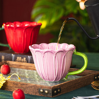 Ensemble de tasses à café en céramique rustique japonaise rétro faites à la main, avec cuillère, passe au lave-vaisselle et au micro-ondes, multicolore, boîte cadeau