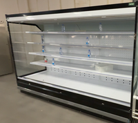 Réfrigérateur multi-étagères à façade ouverte à haute efficacité avec rideau de nuit pour la présentation des aliments frais