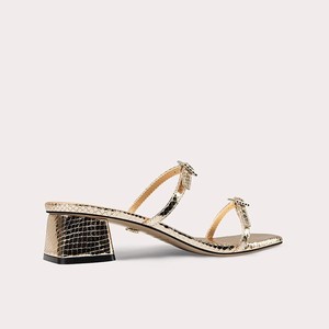 Sandalias con punta abierta para mujer, elegantes sandalias con punta cuadrada en relieve de cocodrilo con detalles de cristal para fiestas de verano - Product Image 3
