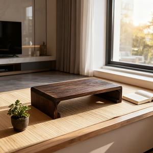 Mesa de centro moderna de <span class=keywords><strong>madera</strong></span> maciza para ventana abatible, taburete bajo Kang, mesa de té para balcón, reposapiés de oficina, muebles para el hogar, ecológico - Product Image 2