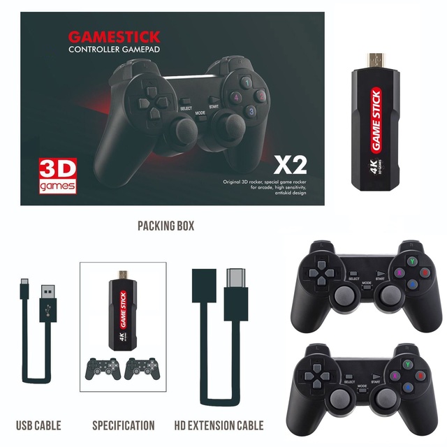 Classic High Quality X2 4K HD TV Game Player Double Wireless 2.4G Retro Controller Video Game Console with 30000+ Games