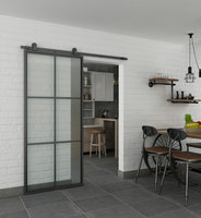 Portes coulissantes intérieures modernes en verre à cadre en acier, design loft, 6 panneaux, pour maisons – Porte en acier et verre pour la maison