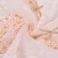 Tulle en maille douce avec broderie géométrique cercle blanc classique pour robe de mariée et vêtements de mode