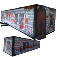 Maison hantée gonflable personnalisée de 11x3m, labyrinthe d'Halloween, jeu de rôle unisexe, fabriqué en Oxford, souffleur d'air, terrains de jeux