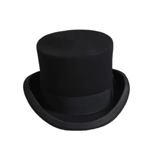 Cylinder Classic Elegant 100% Wool Felt top hats wholesale Victorian Style Made Hatter Tall Gentlemen formal hats for men