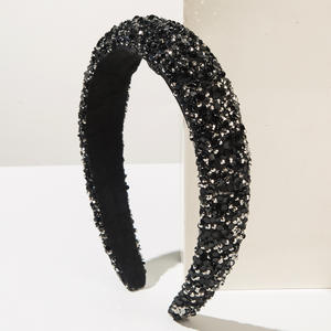 Serre-tête scintillant orné de strass pour femme, accessoire capillaire confortable en éponge douce, élégant pour mariage et soirée - Product Image 6