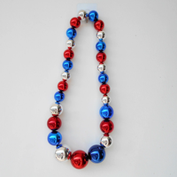 Collar de cuentas patriótico rojo, blanco y azul, accesorio de plástico audaz y extragrande para el 4 de julio, Día de la Independencia, ligero, ideal para fiestas.