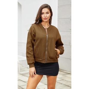 Chaqueta ligera de punto con cremallera para mujer, informal, holgada, con bolsillos inclinados. - Product Image 5