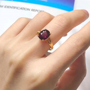 SGARIT 热卖时尚女性单宝石首饰声明戒指 18k 黄金 2.6ct 天然红石榴石戒指 - Product Image 6