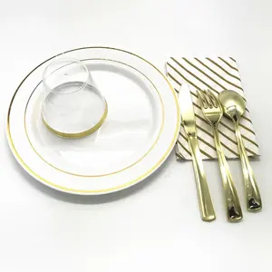 160 Pcs wedding party restaurant occasions finest plastic plates napkin sets dinnerware disposable tableware