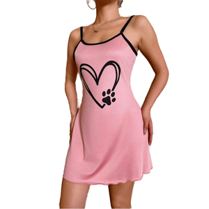 Camisón Corto de Verano para Mujer, con Patrón de Letras, Transpirable, Tejido, Cómodo, para Dormir - Product Image 1
