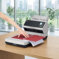 Scanner combiné à plat A4 FI-8270 avec ADF, 70 ppm recto-verso, pour bureau à domicile, petite entreprise, flux de travail sans papier, USB 3.2, LAN Ethernet