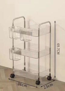 LE Cosmetics Storage Rack Bathroom Storage Rack Living Room Snack Storage Rack Multi-layer Mobile Acrylic <b>Trolley</b> - Product Image 4