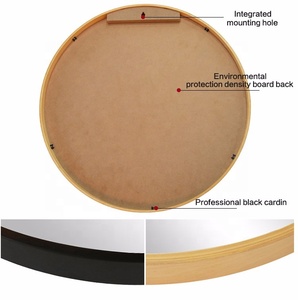 Decorative Framed Wall Solid <strong>Wooden</strong> <strong>Round</strong> Bathroom <strong>Mirror</strong> with Black Colored Frame - Product Image 3