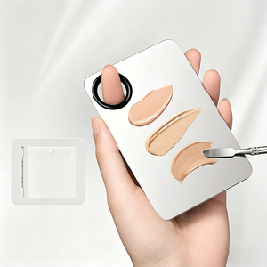 Brocha Plana Profesional de Acero Inoxidable para Base de Maquillaje, Herramienta de Mezcla, Brocha de Plástico para Cosméticos y Belleza - Product Image 3