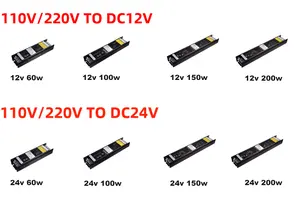 Led Driver 12V 24V Ac Naar Dc Slanke Ultradunne Schakelende Voeding Schakelaar 0/10V 3 In 1 Triac Dimmen Dimbare Voeding