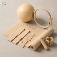 Kit de Pilates à domicile Marque Blanche avec Cercle Magique, Bandes de Résistance, Sliders et Poids de Cheville