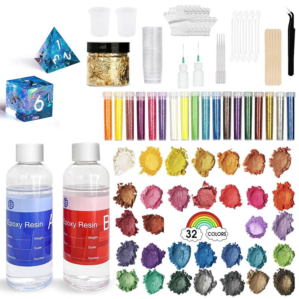 Epoxy Resin Kit Crystal Clear Epoxy Resin High Gloss Easy Mix 1:1 Bubbles Free Art Resin for Coating and Casting DIY Molds