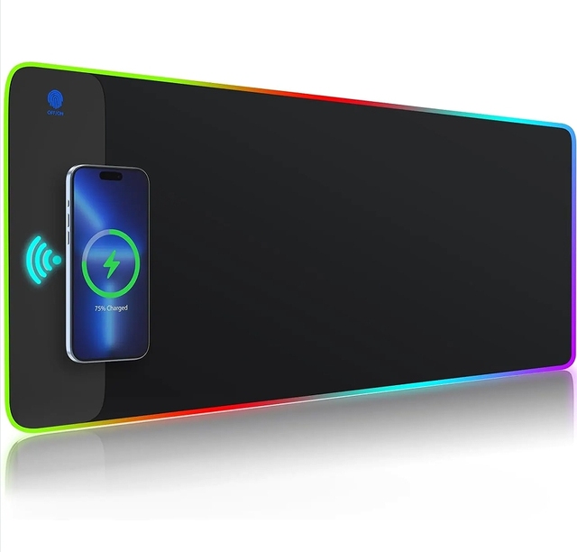 Fast Charging Rgb Mouse Pad 15w 10w Wireless Charging Led Desk Mat Natural Rubber Oem Laser logo and Printing