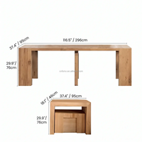 Table console extensible de conception canadienne, table à manger convertible moderne pour salon, gain de place, pour 12 personnes, en bois de frêne