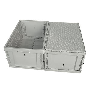 Venta al por mayor de contenedores de plástico de alta resistencia caja de almacenamiento plegable apilable con tapa - Product Image 3