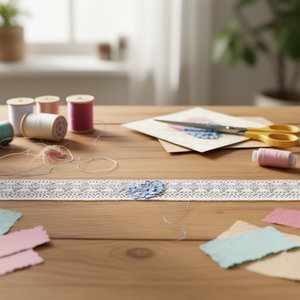 Strisce di pizzo Ilan 8,0 cm x 6 m bianche per artigianato e decorazioni - Product Image 2