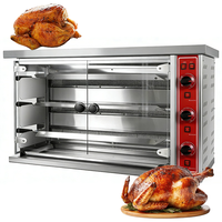 헬락센 상업용 가스 로티세리 그릴 스테인리스 스틸 회전식 바베큐 호텔용 1800W 0-400