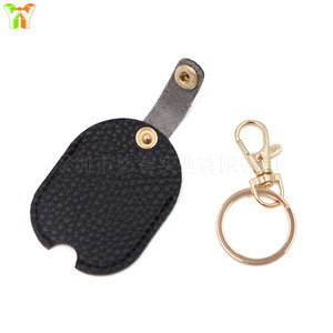 Cross-border spot PU lychee texture <b>leather</b> <b>keychain</b>, anti-loss key cover, car key pendant protective cover - Product Image 3